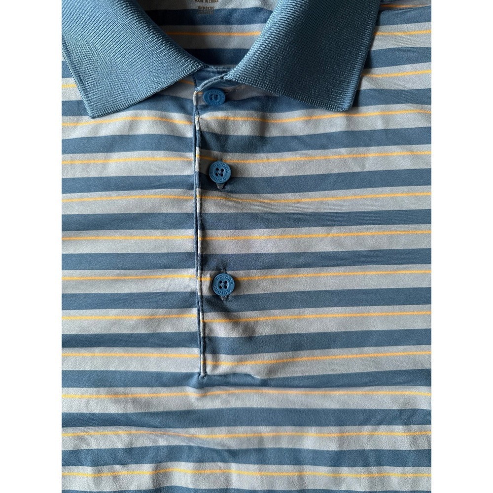 Adidas Golf Polo Shirt Mens Small Blue Striped Performance Short Sleeve D31 - Picture 2 of 4